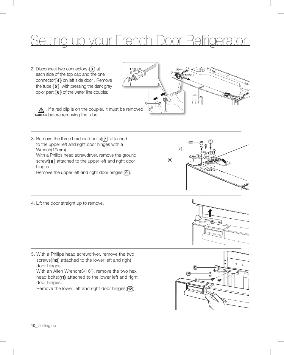 Setting up your french door refrigerator | Samsung RF267ACRS-XAA User Manual | Page 10 / 86