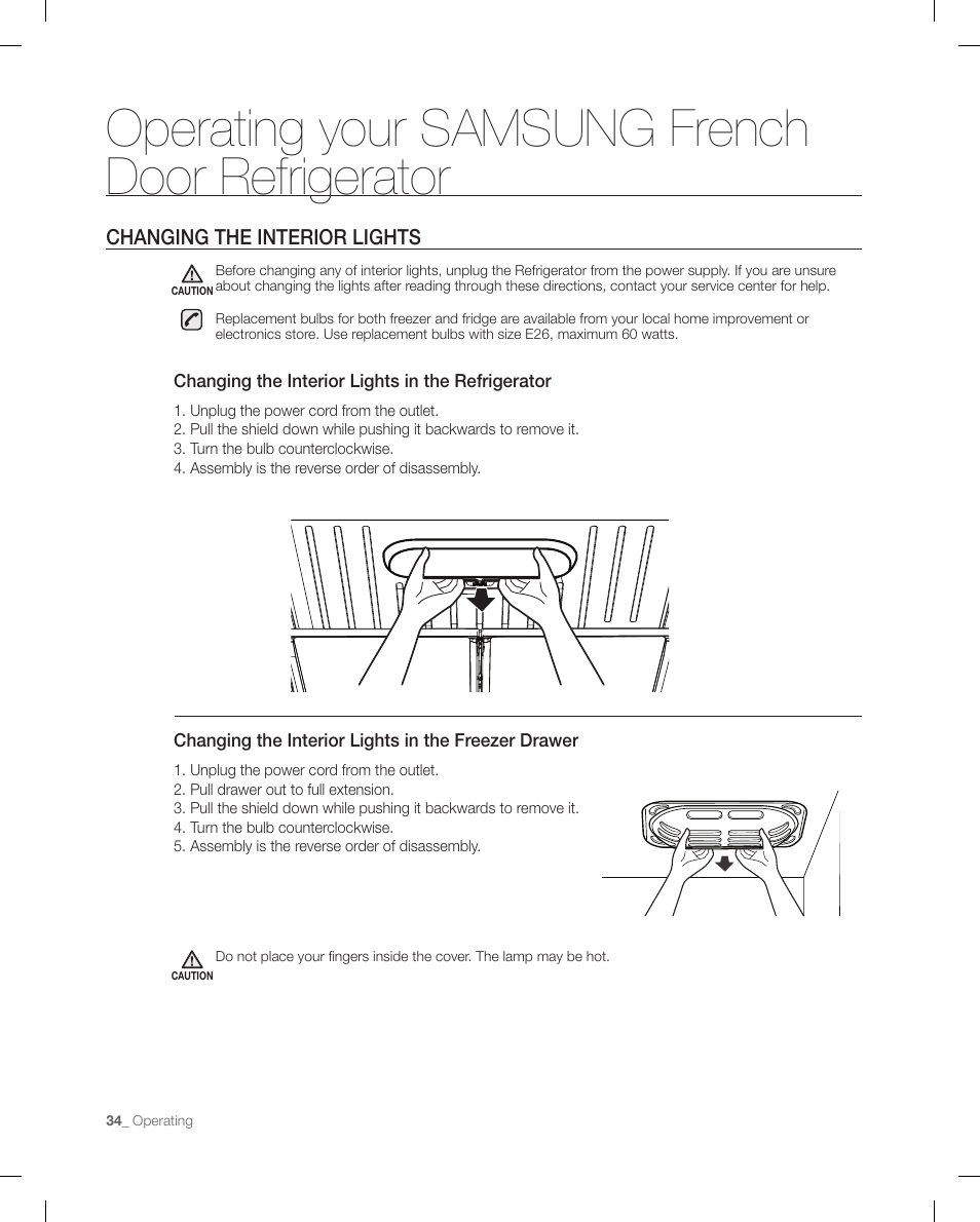 Operating your samsung french door refrigerator | Samsung RF267ACRS-XAA User Manual | Page 34 / 86