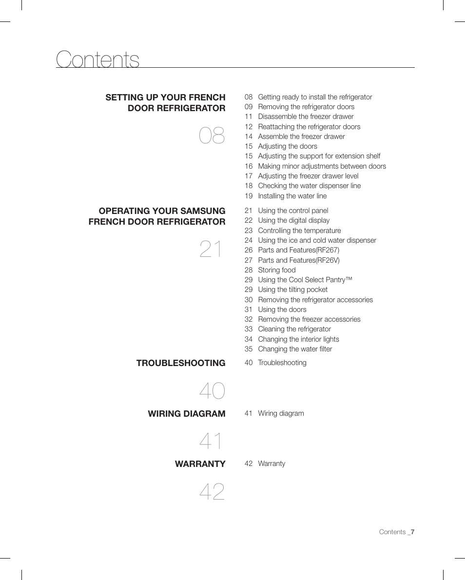 Samsung RF267ACRS-XAA User Manual | Page 7 / 86