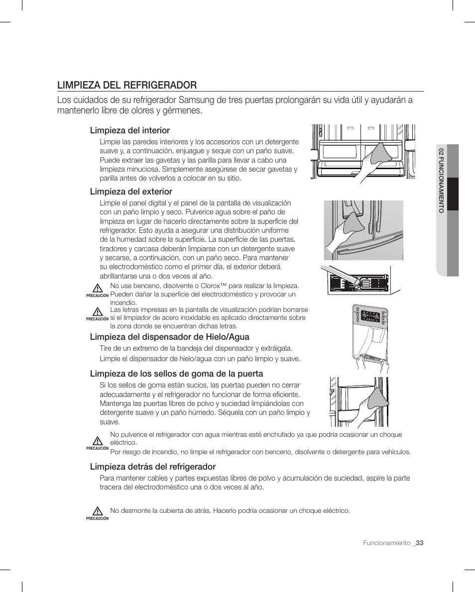 Limpieza del refrigerador, 51mm, 51mm 95mm | Samsung RF267ACRS-XAA User Manual | Page 77 / 86