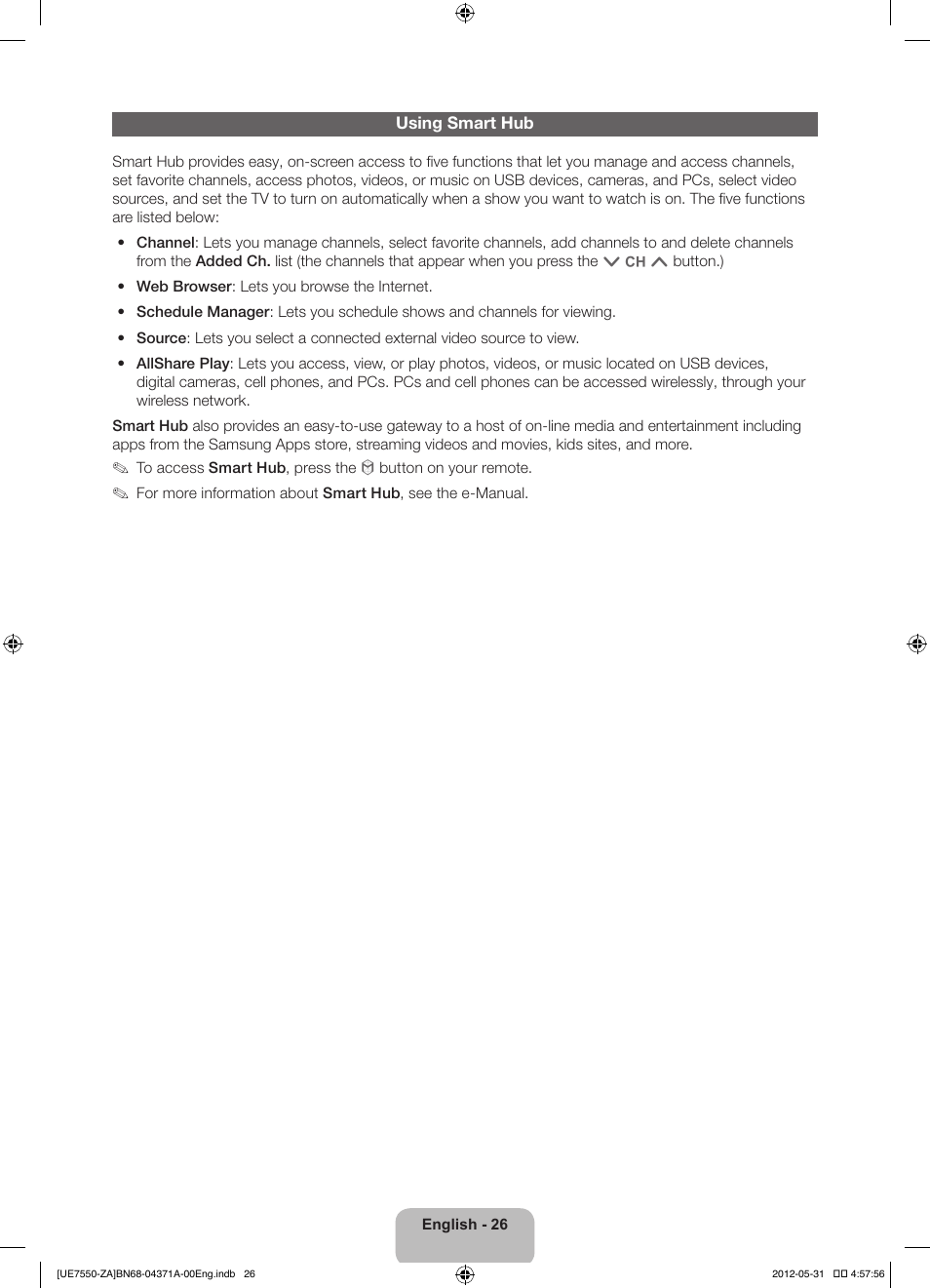 Samsung UN60ES7550FXZA User Manual | Page 26 / 64