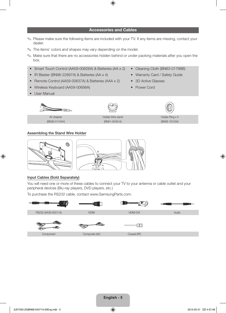 Samsung UN60ES7550FXZA User Manual | Page 5 / 64