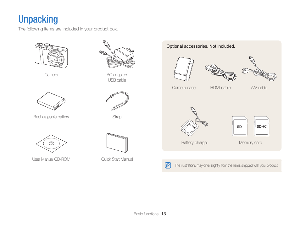 Unpacking | Samsung EC-WB700ZBPBCA User Manual | Page 14 / 130