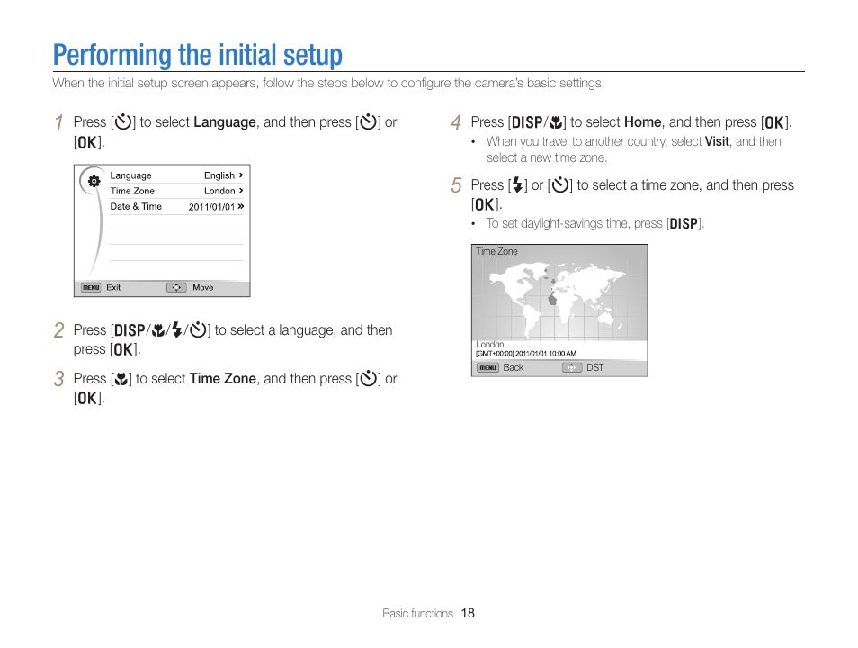 Performing the initial setup | Samsung EC-WB700ZBPBCA User Manual | Page 19 / 130