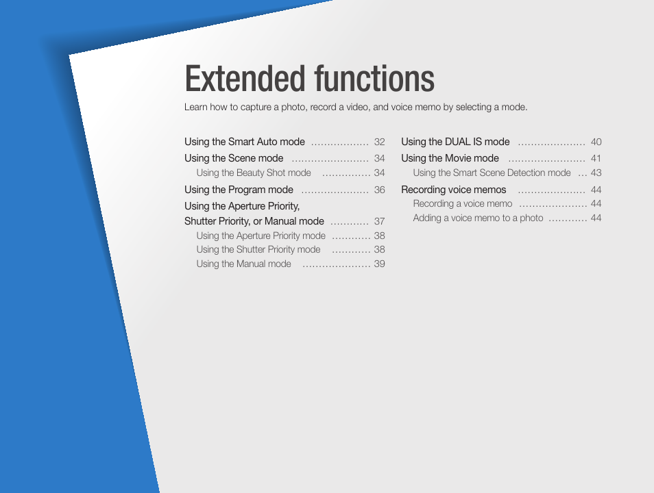 Extended functions | Samsung EC-WB700ZBPBCA User Manual | Page 32 / 130