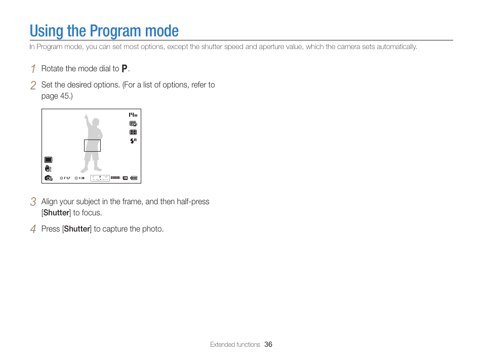 Using the program mode | Samsung EC-WB700ZBPBCA User Manual | Page 37 / 130