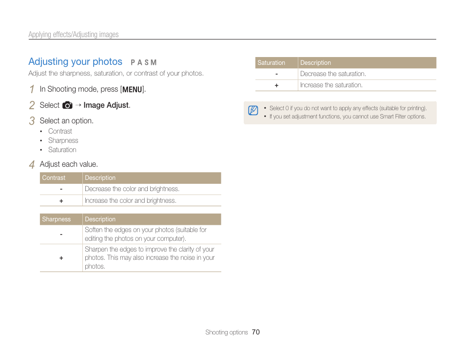 Adjusting your photos, Adjusting your photos …………………… 70 | Samsung EC-WB700ZBPBCA User Manual | Page 71 / 130