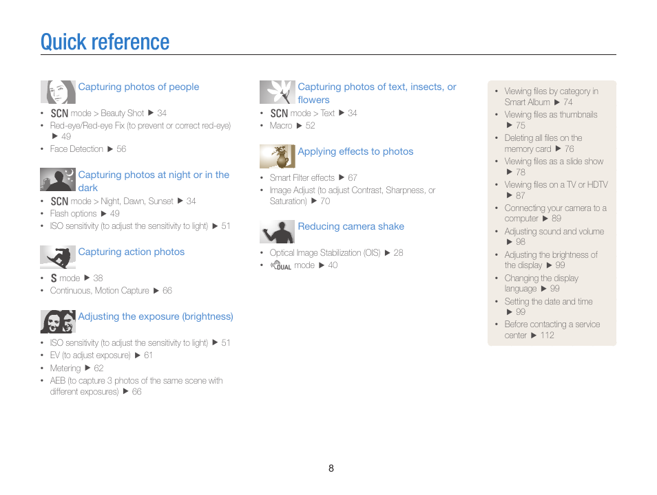 Quick reference | Samsung EC-WB700ZBPBCA User Manual | Page 9 / 130