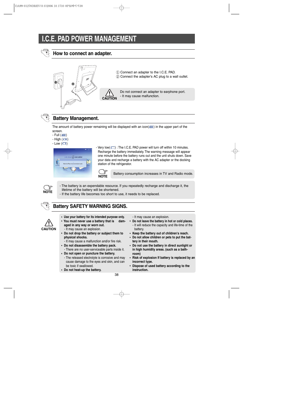 I.c.e. pad power management | Samsung RH269LBSH-XAA User Manual | Page 38 / 60