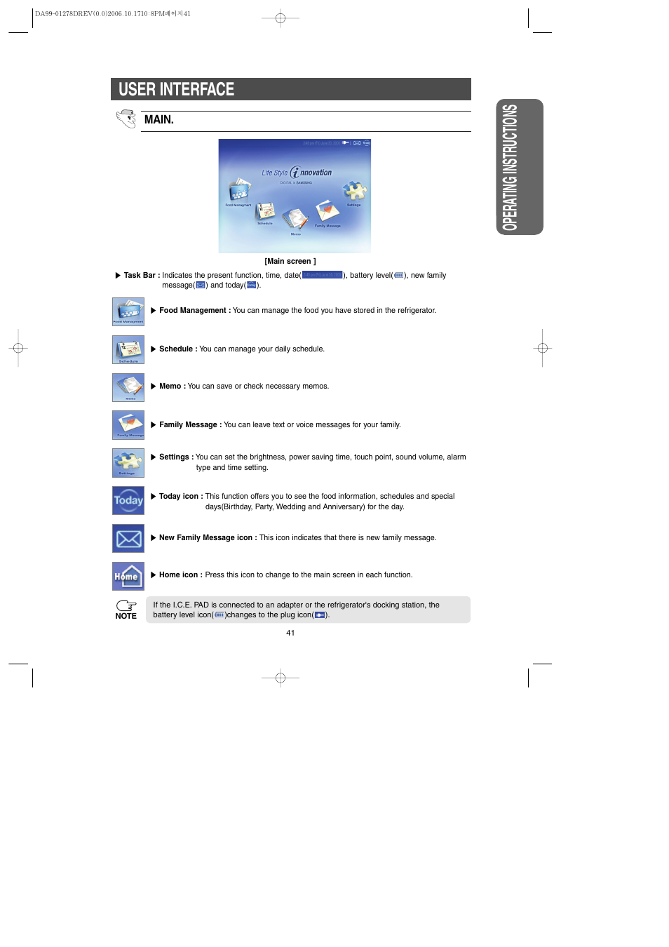 User interface, Safety w arning signs opera ting instr uctions | Samsung RH269LBSH-XAA User Manual | Page 41 / 60