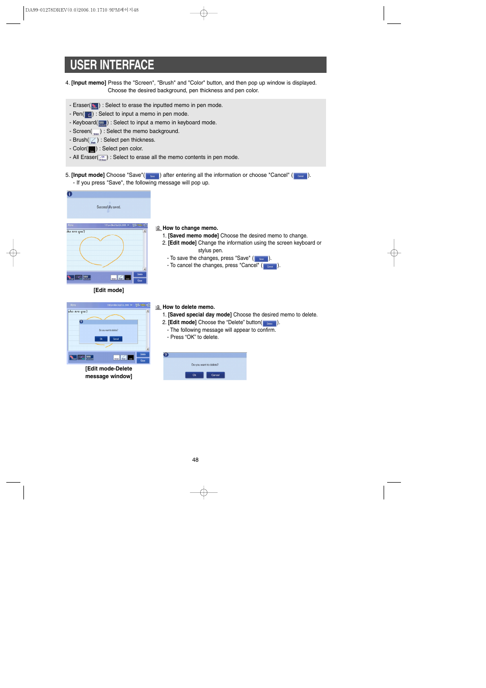 User interface | Samsung RH269LBSH-XAA User Manual | Page 48 / 60