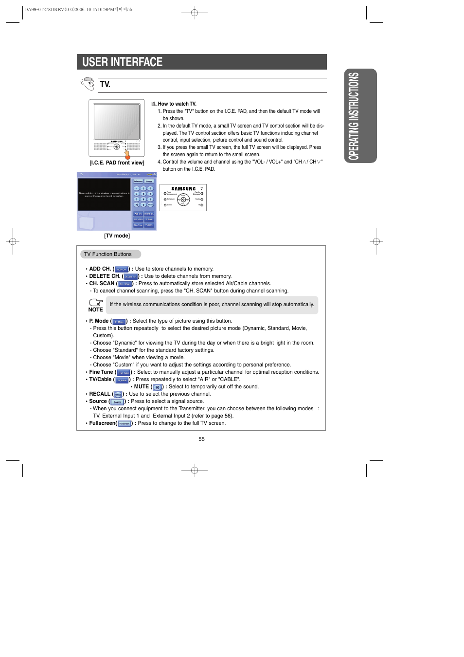 Safety w arning signs opera ting instr uctions, User interface | Samsung RH269LBSH-XAA User Manual | Page 55 / 60