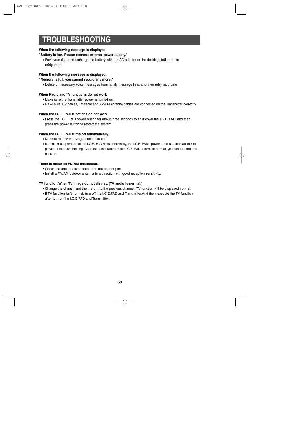 Troubleshooting | Samsung RH269LBSH-XAA User Manual | Page 58 / 60