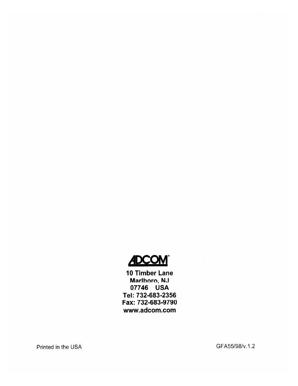 Idcom | Adcom GFA-5500 User Manual | Page 12 / 12