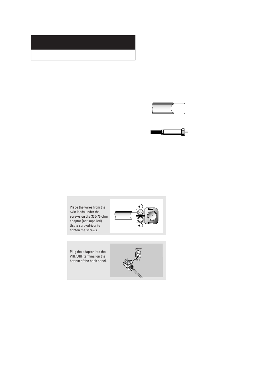 Installation chapter two installation, Connecting vhf and uhf antennas | Samsung TXR2735X-XAA User Manual | Page 11 / 62