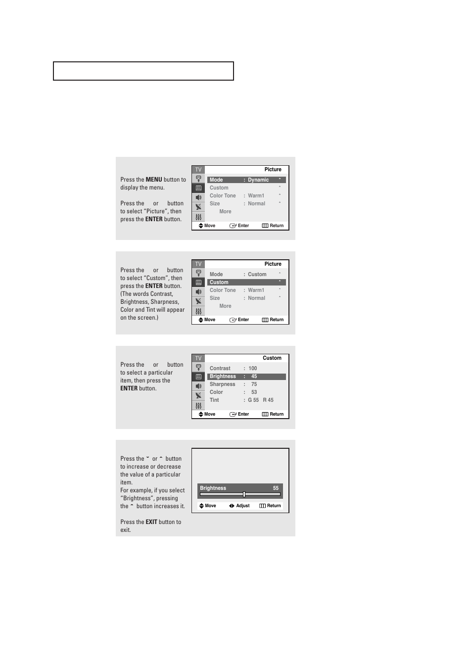 Customizing the picture | Samsung TXR2735X-XAA User Manual | Page 32 / 62