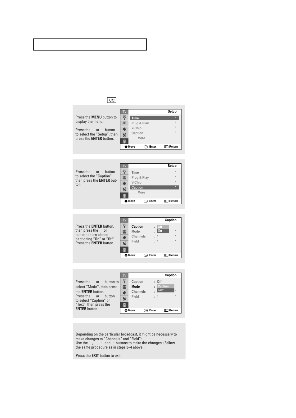 Viewing closed captions | Samsung TXR2735X-XAA User Manual | Page 56 / 62