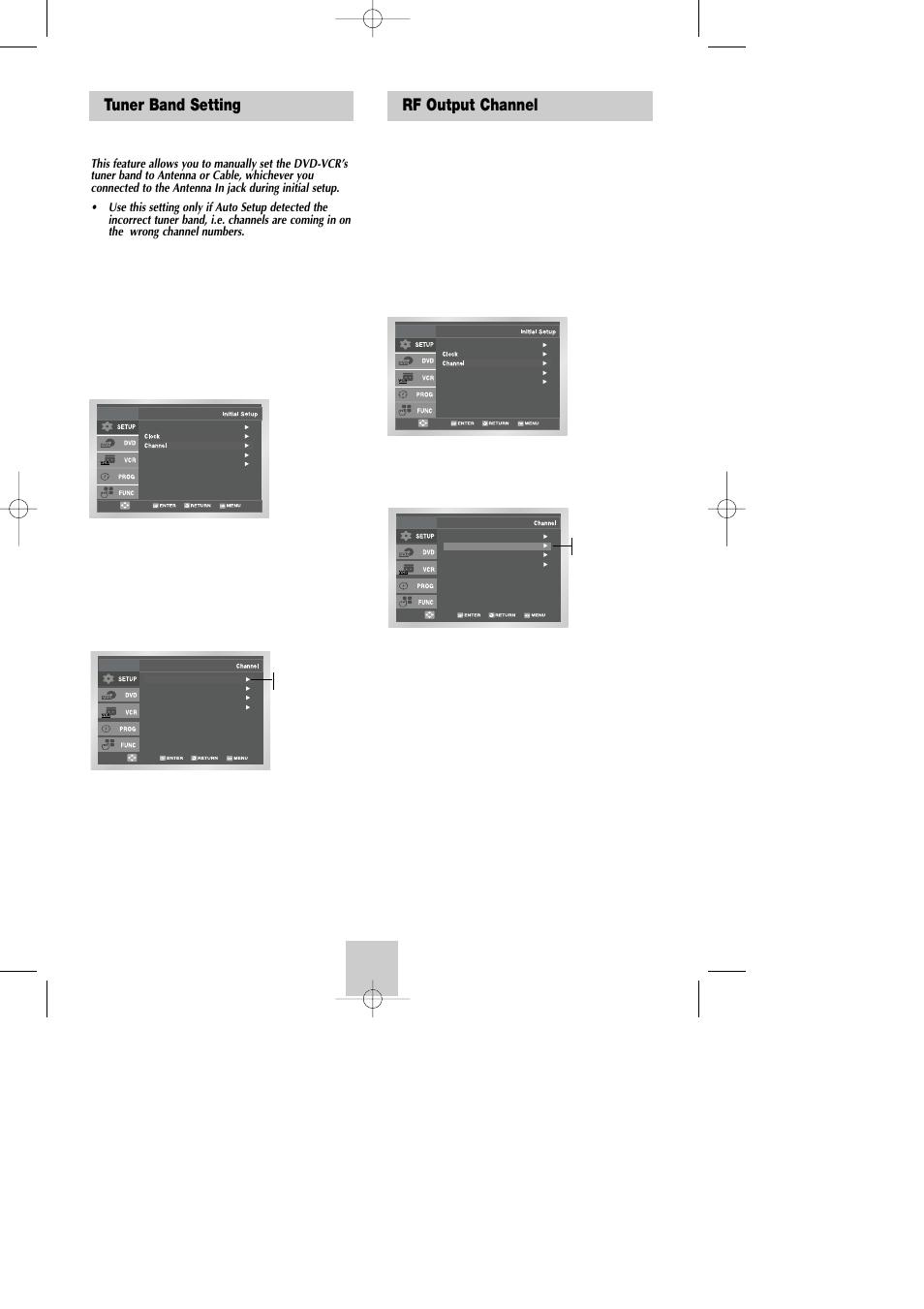 Tuner band setting, Rf output channel | Samsung DVD-V9090-AFS User Manual | Page 14 / 37