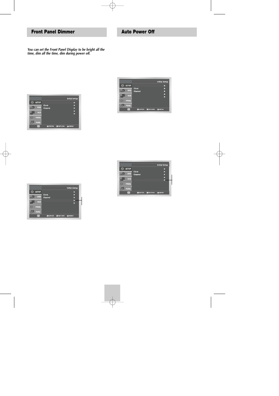 Front panel dimmer, Auto power off | Samsung DVD-V9090-AFS User Manual | Page 16 / 37