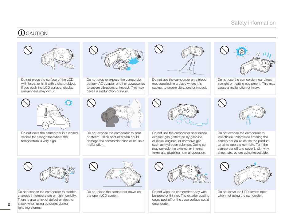 Caution, Safety information | Samsung SMX-F50SN-XAA User Manual | Page 10 / 127