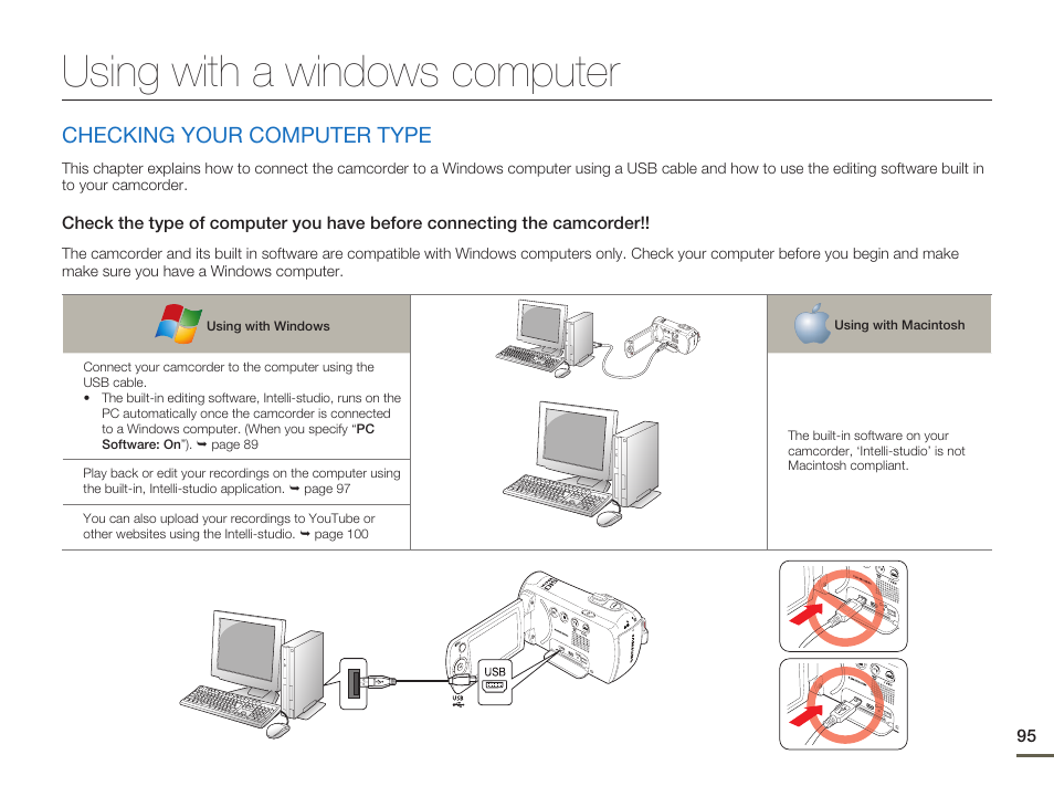 Using with a windows computer, Checking your computer type | Samsung SMX-F50SN-XAA User Manual | Page 105 / 127