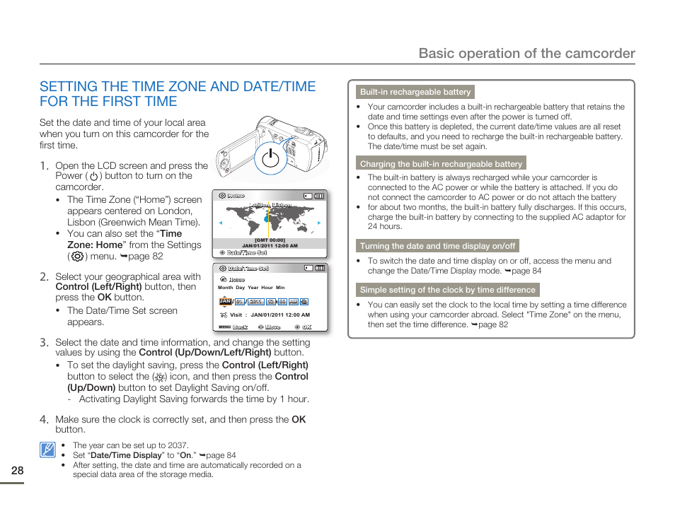 Basic operation of the camcorder | Samsung SMX-F50SN-XAA User Manual | Page 38 / 127