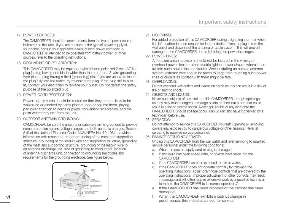 Important safety instructions | Samsung SMX-F50SN-XAA User Manual | Page 6 / 127