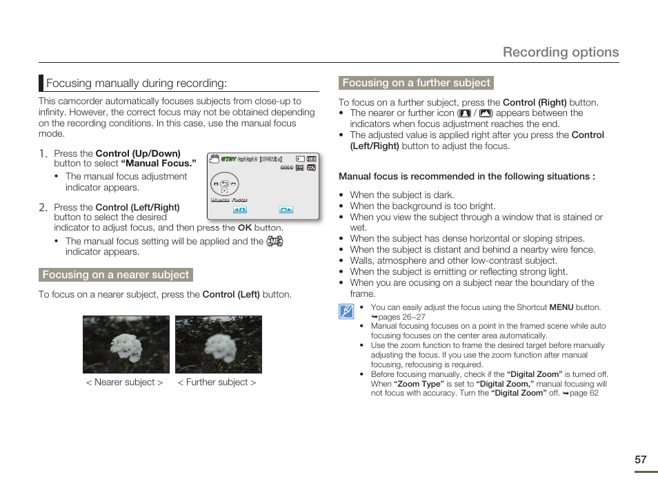 Recording options | Samsung SMX-F50SN-XAA User Manual | Page 67 / 127