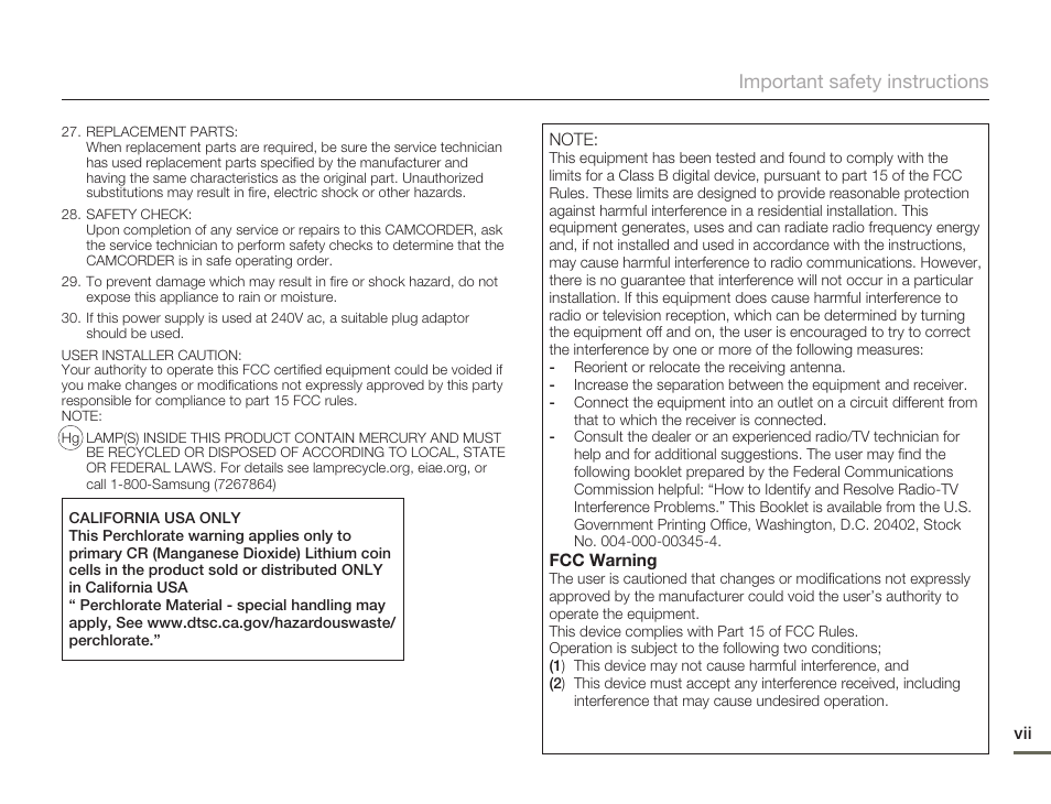 Samsung SMX-F50SN-XAA User Manual | Page 7 / 127