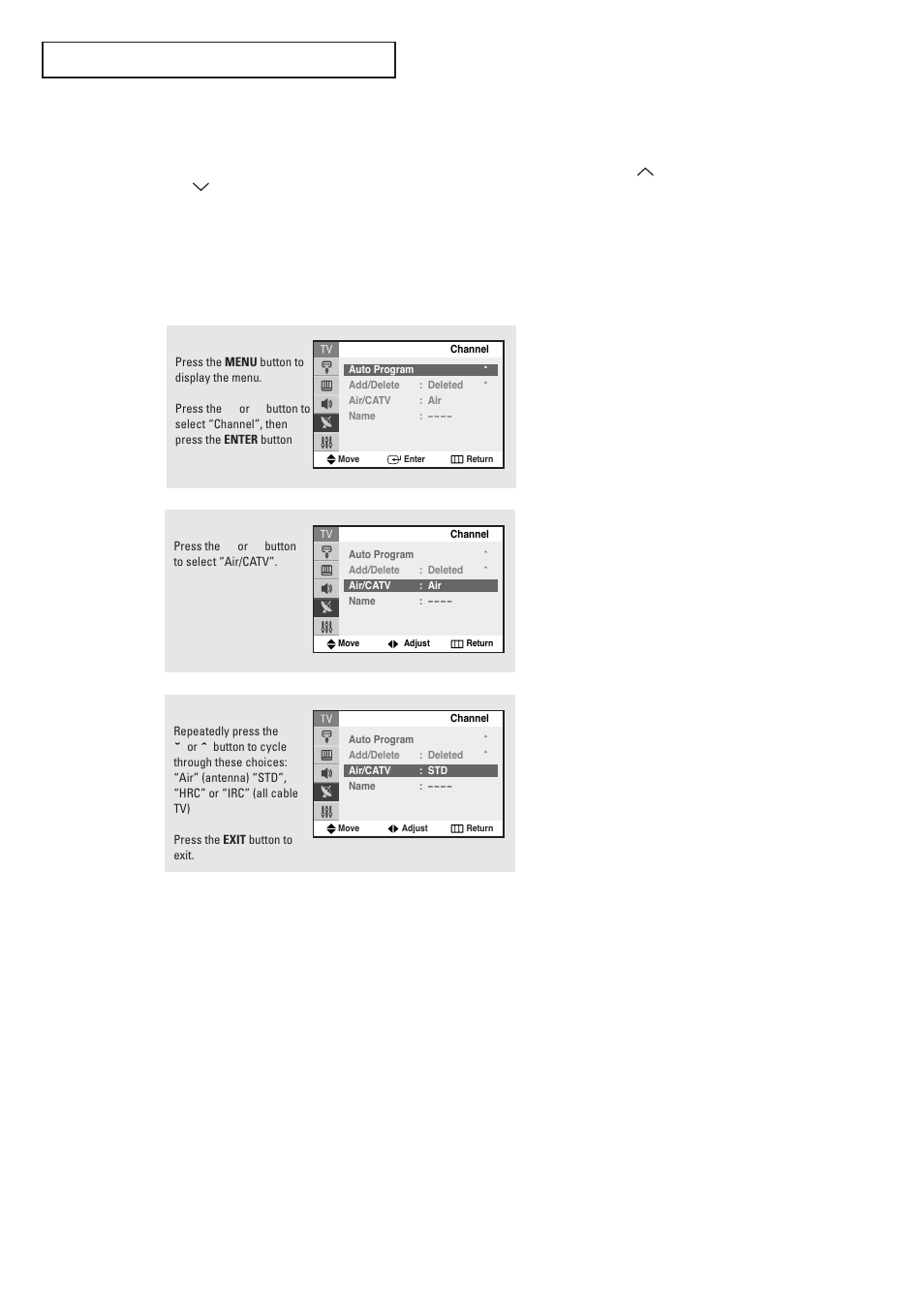 Memorizing the channels, Selecting the video signal-source | Samsung TXR2728GX-XAC User Manual | Page 24 / 62