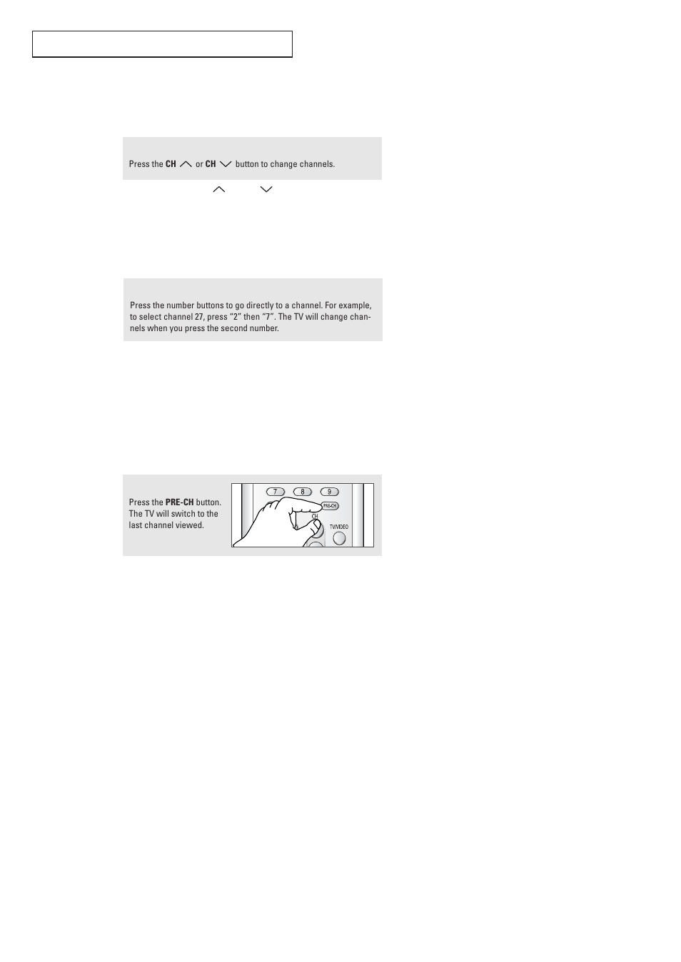Changing channels, Using the channel buttons, Directly accessing channels | Samsung TXR2728GX-XAC User Manual | Page 27 / 62