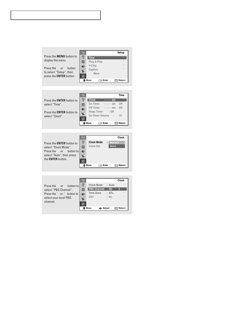 Option 2: setting the clock automatically | Samsung TXR2728GX-XAC User Manual | Page 30 / 62