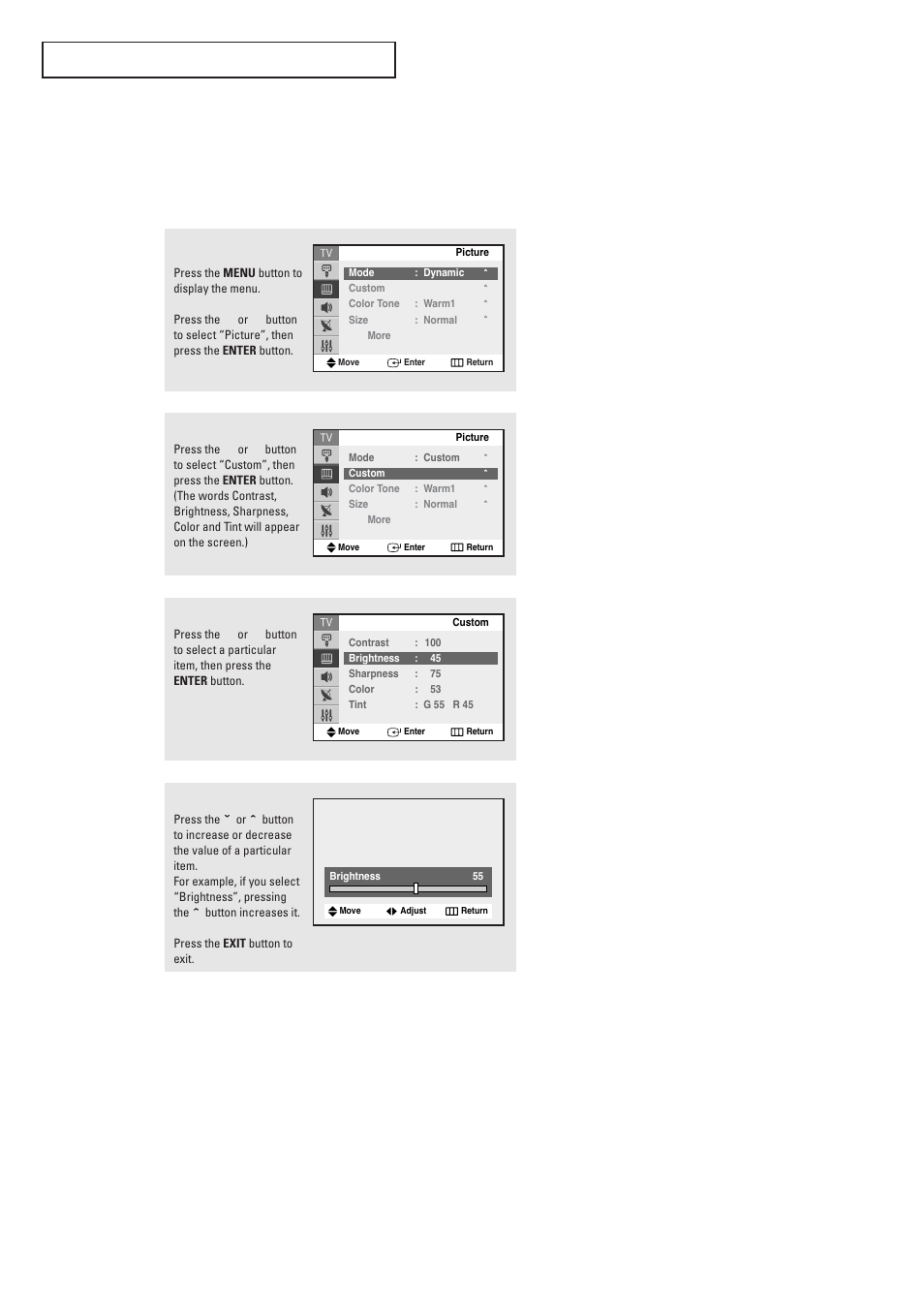 Customizing the picture | Samsung TXR2728GX-XAC User Manual | Page 32 / 62