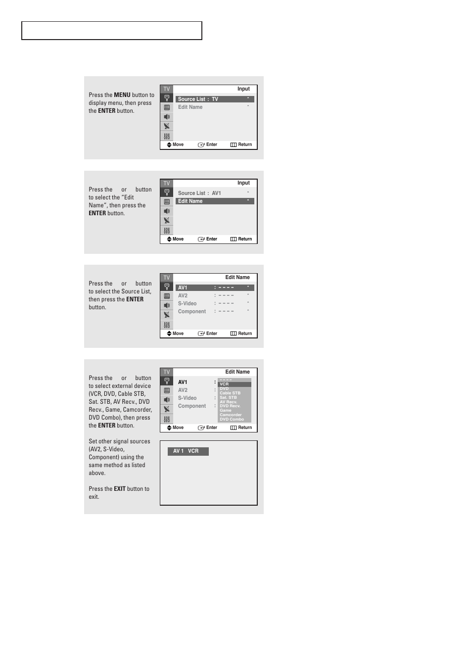 Assigning names to external input mode | Samsung TXR2728GX-XAC User Manual | Page 38 / 62
