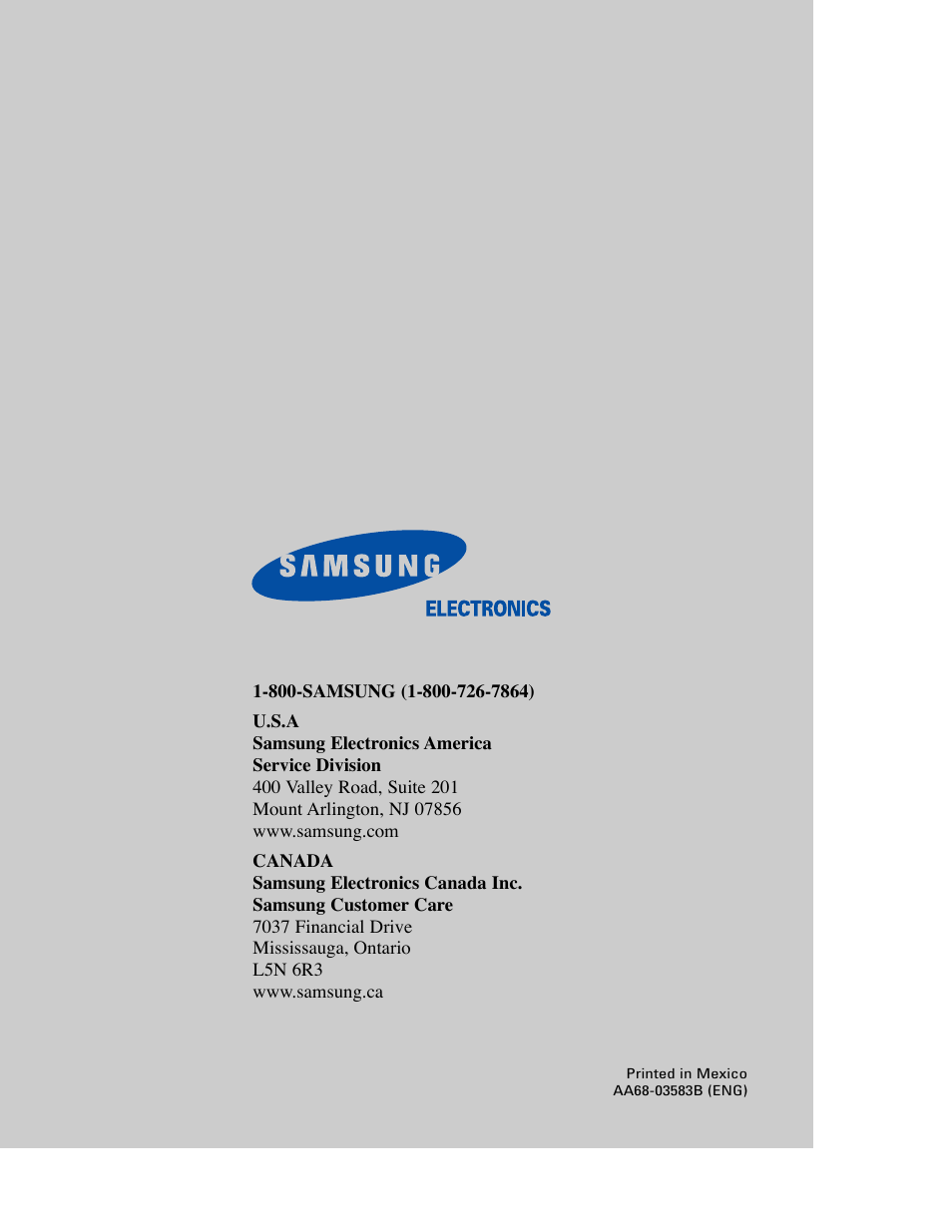 Samsung TXR2728GX-XAC User Manual | Page 62 / 62