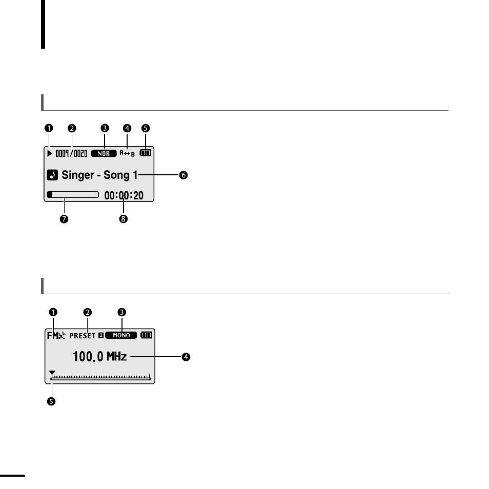 Screen display information, Music, Fm radio | Samsung YP-U2JQB-XAA User Manual | Page 10 / 67