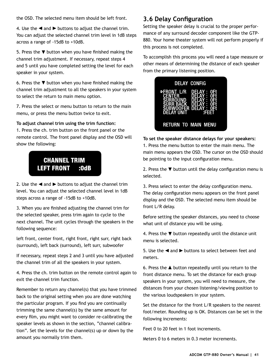6 delay configuration | Adcom GTP-880 User Manual | Page 41 / 52