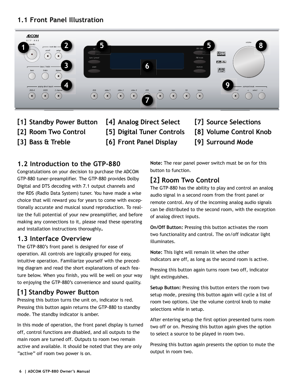 Adcom GTP-880 User Manual | Page 6 / 52