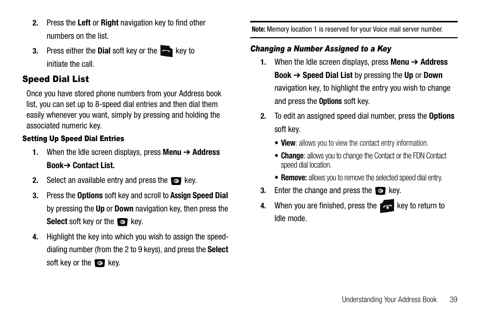 Speed dial list | Samsung SGH-A107ZSAATT User Manual | Page 43 / 105
