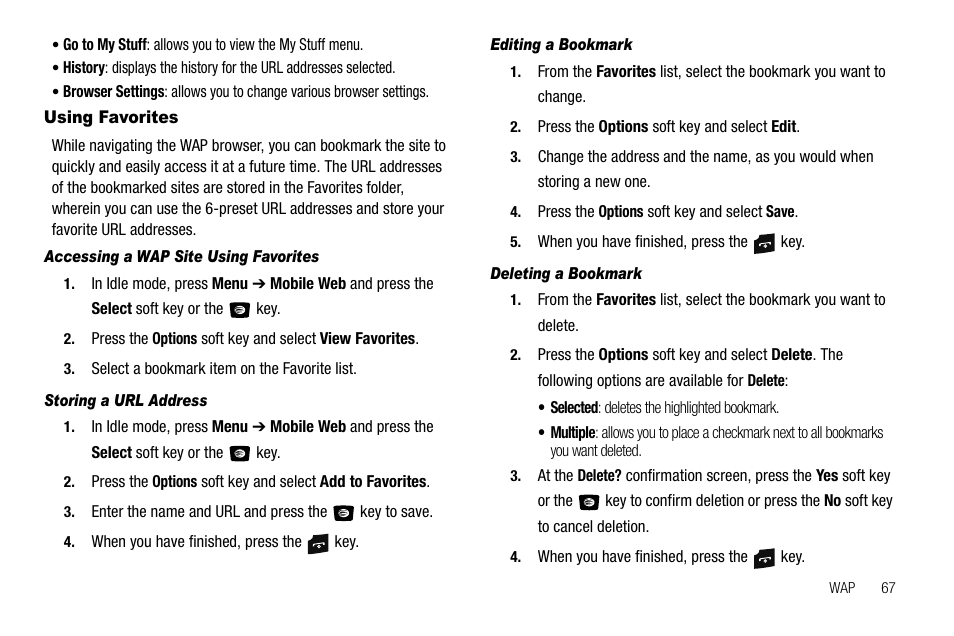 Using favorites | Samsung SGH-A107ZSAATT User Manual | Page 71 / 105