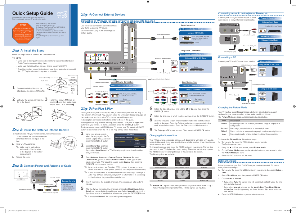 Samsung UN55C7100WFXZA User Manual | 2 pages