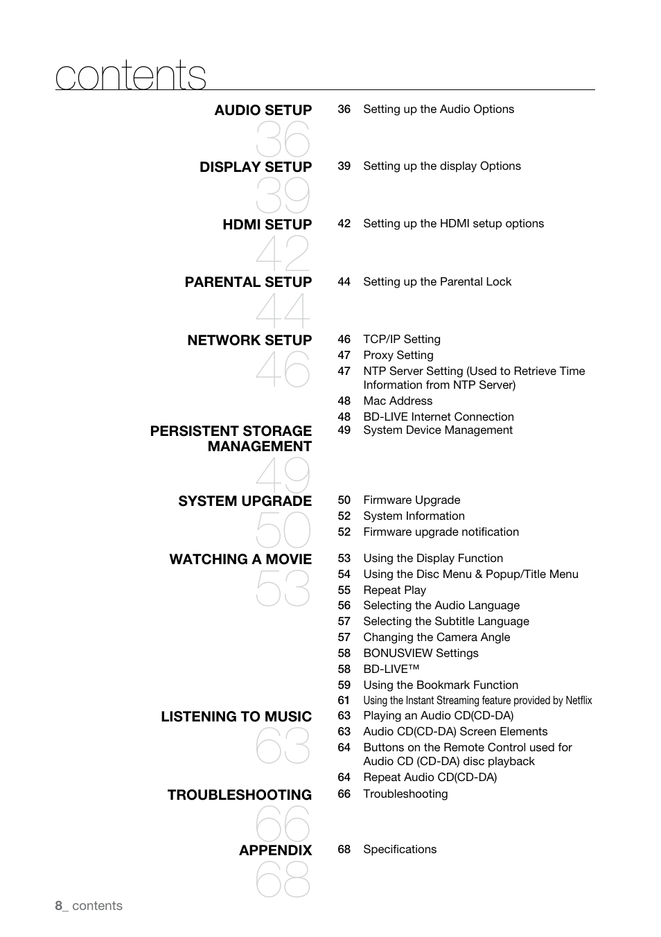 Samsung BD-P2500-XAA User Manual | Page 8 / 73