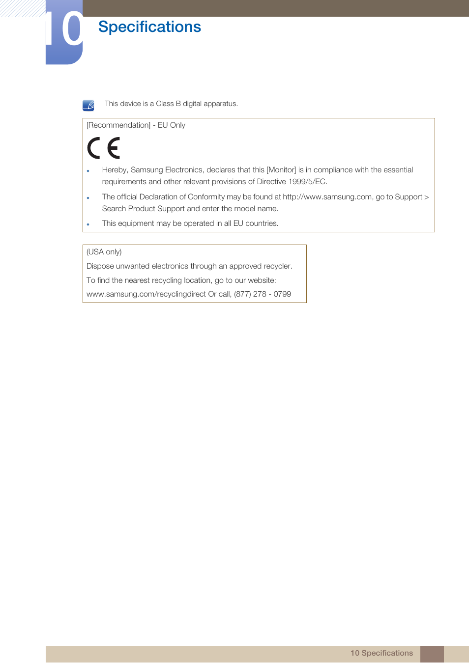 Specifications | Samsung LS23A950DS-ZA User Manual | Page 76 / 90