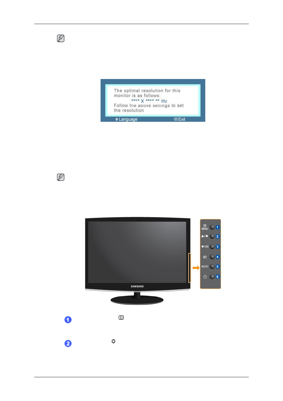 Your monitor, Initial settings, Front | Samsung LS23CMZKFV-ZA User Manual | Page 3 / 15