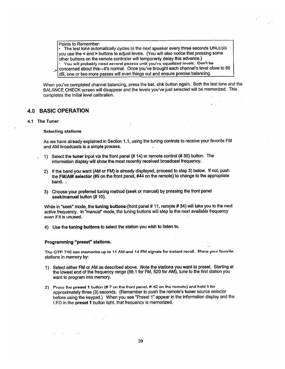 0 basic operation | Adcom GTP-740 User Manual | Page 40 / 48