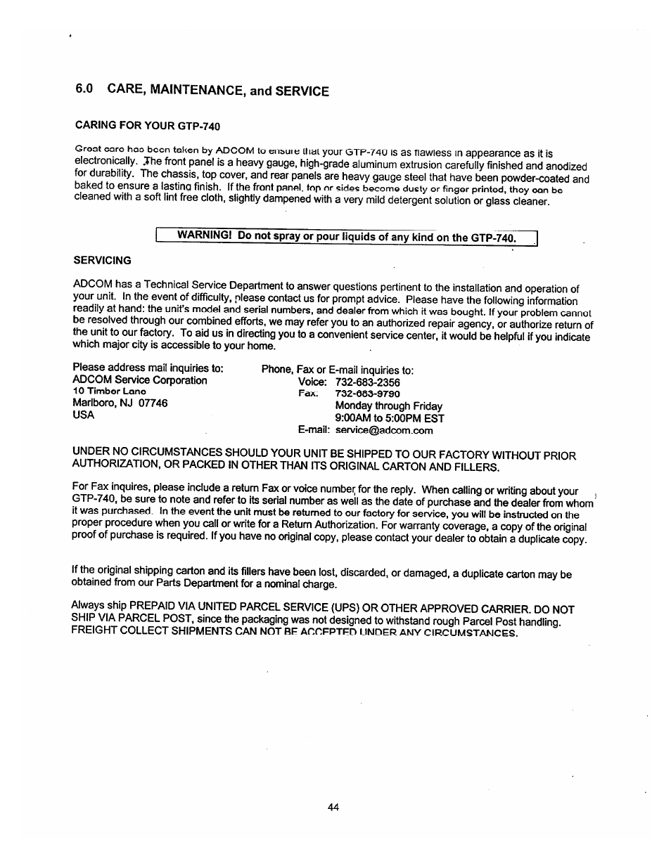 Adcom GTP-740 User Manual | Page 45 / 48