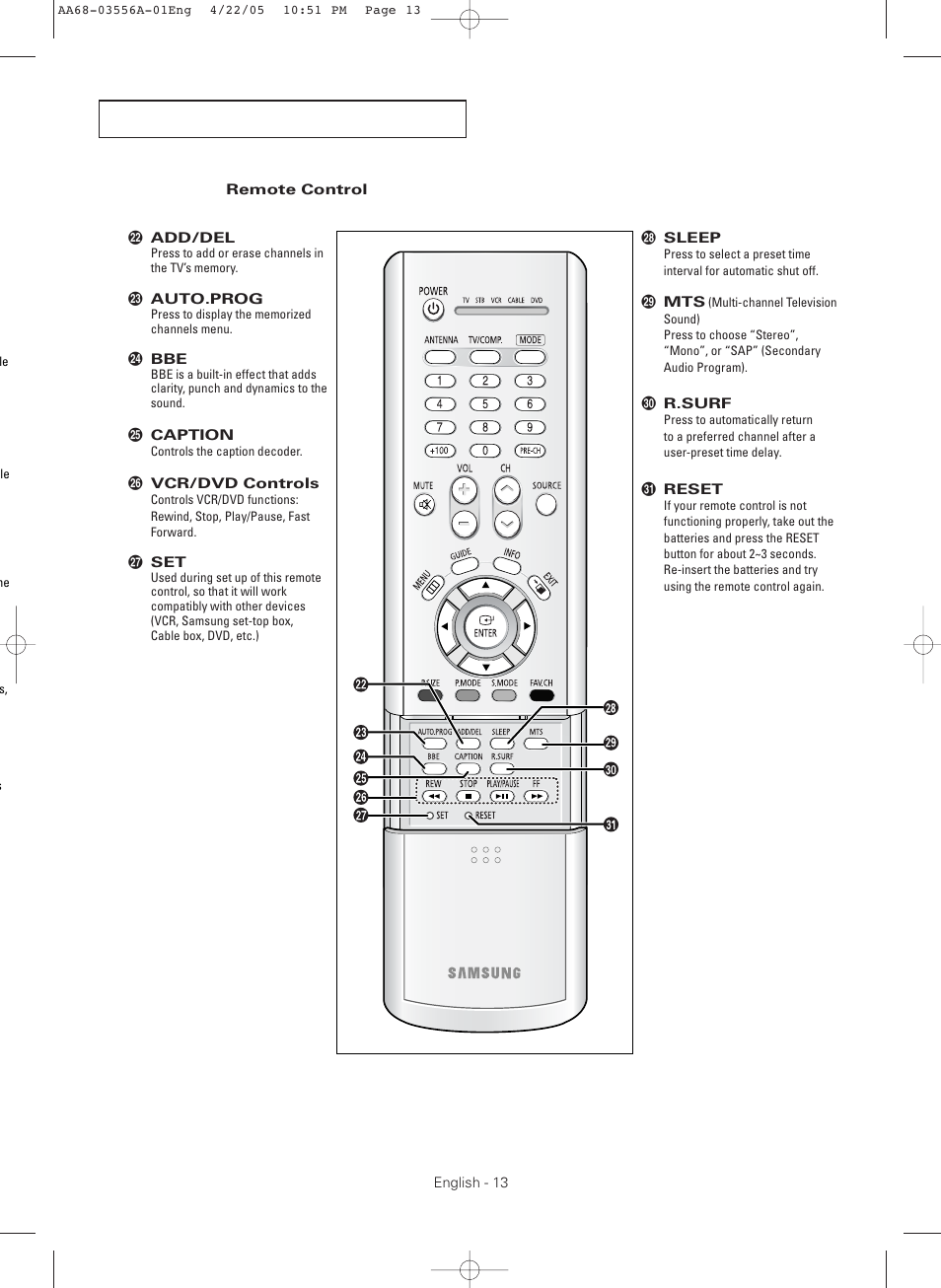 Samsung TXR3079WHKXXAC User Manual | Page 13 / 80