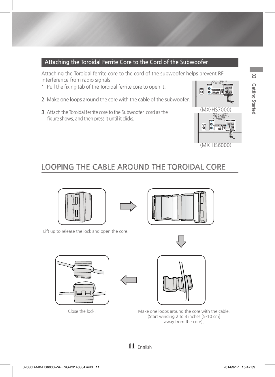 Looping the cable around the toroidal core | Samsung MX-HS7000-ZA User Manual | Page 11 / 31