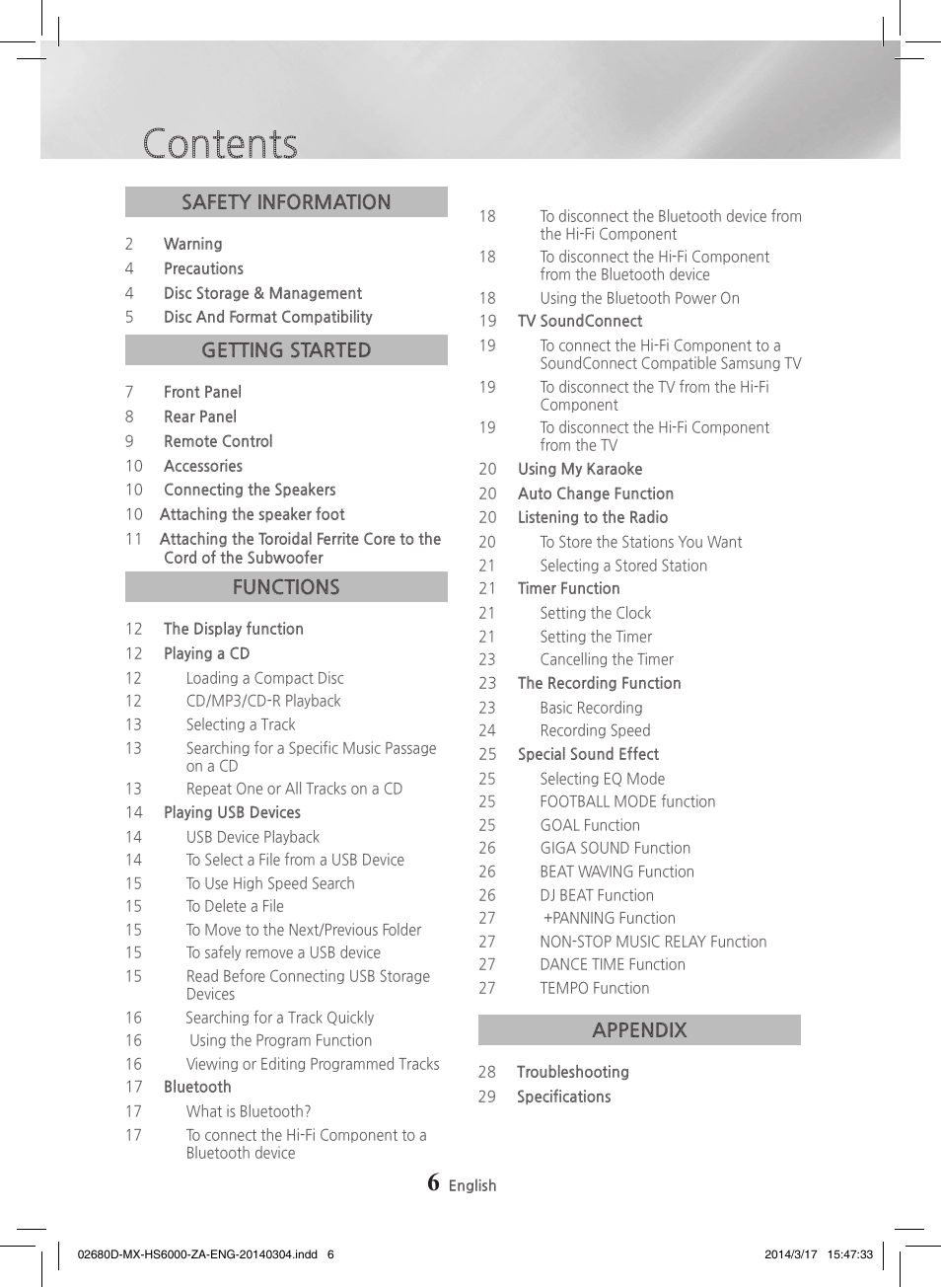 Samsung MX-HS7000-ZA User Manual | Page 6 / 31