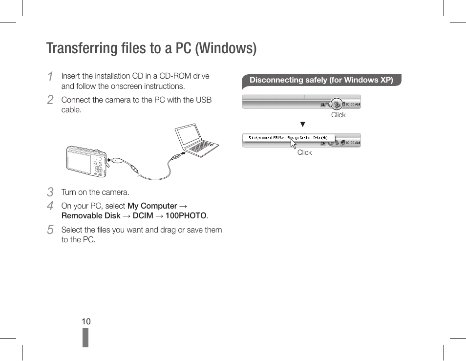 Transferring files to a pc (windows) | Samsung EC-PL200ZBPBUS User Manual | Page 10 / 72